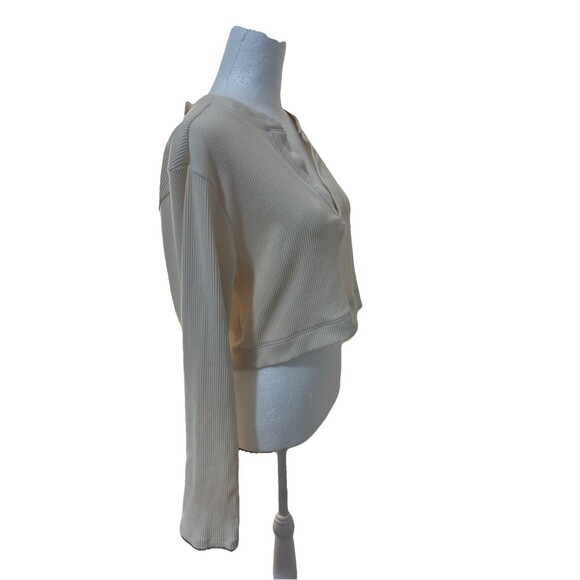 Isabel By Ingrid & Isabel Women's Ribbed Henley Cropped Top - Picture 2 of 5